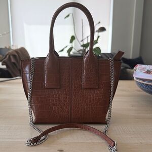 NWOT Brown Crocodile-Embossed Women's Bag